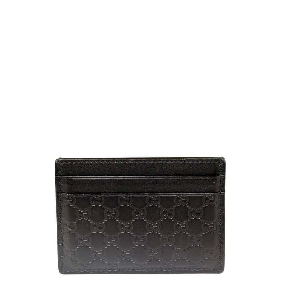Gucci Micro GG Guccissima Black Leather Card Holder Wallet Mens Auth Box - Picture 6 of 16